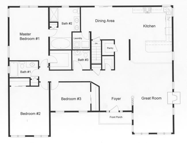 3Bedroom Ranch Style Open Floor Plans