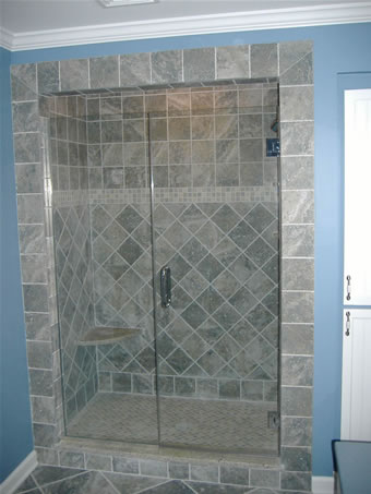 custom modular bathroom with custom tile shower