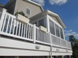 Azek, maintenance free material was used in the construction of this raised deck.